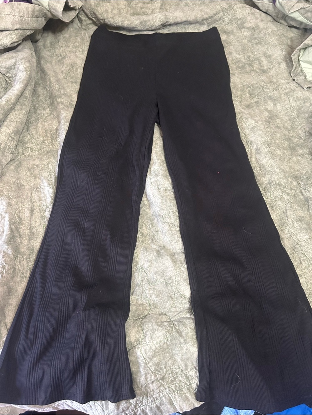 aerie Black Ribbed Flared Kids Leggings